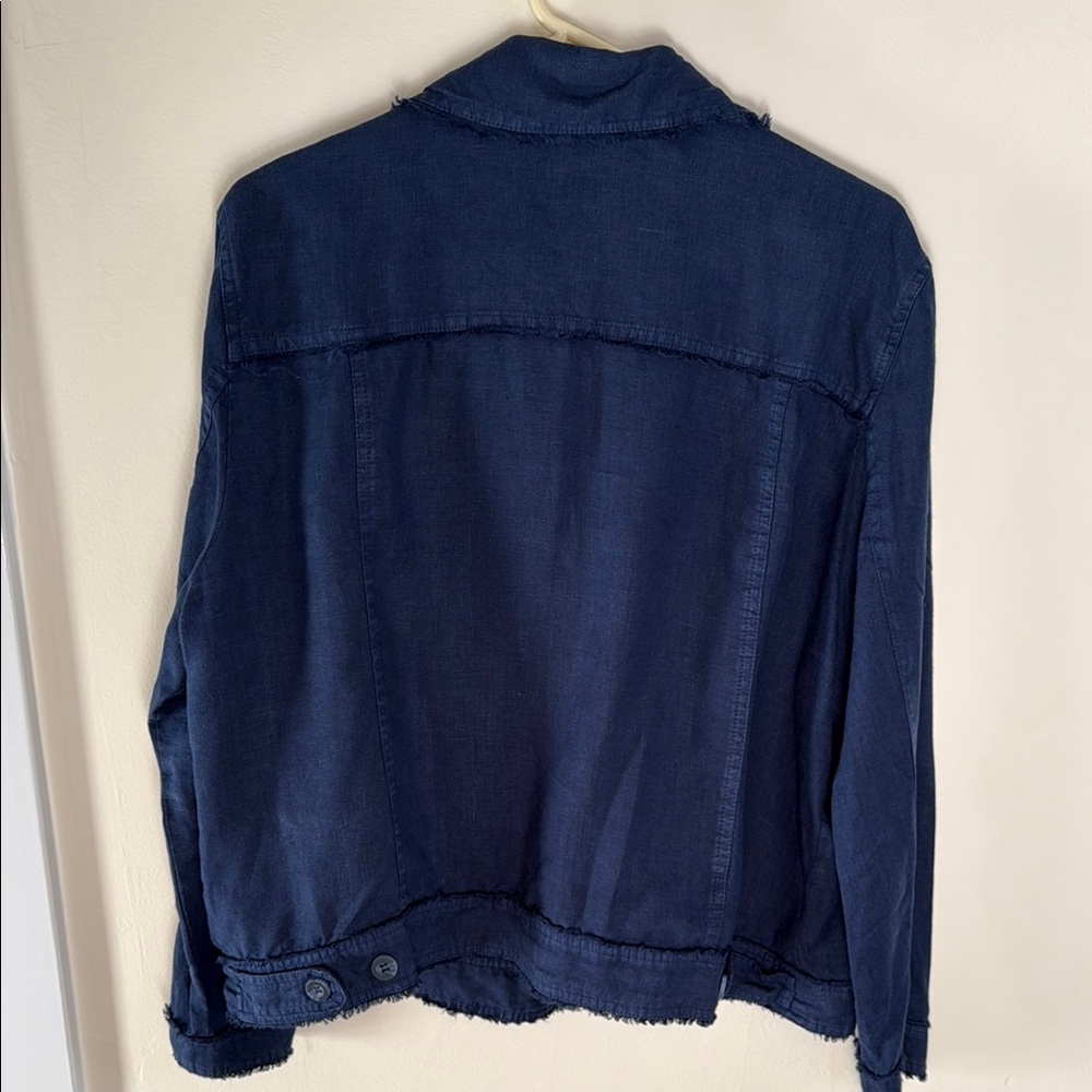 Navy Linen Jacket - Picture 3 of 4